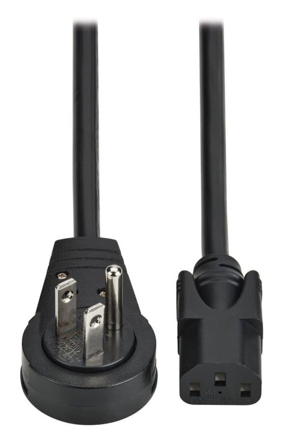 Eaton Computer Power Cable, NEMA 5-15P to C13, 6 ft, 10A, Rotating Right-Angle