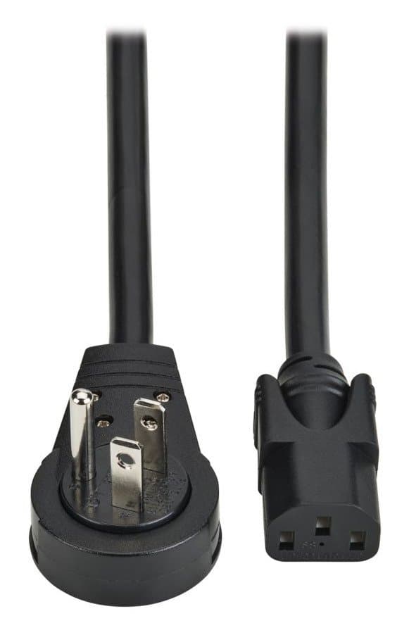 Eaton Computer Power Cable 5-15P to C13, 10 ft, 15A, Rotating Right-Angle
