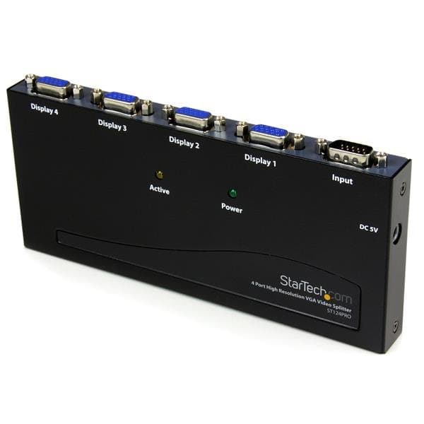 StarTech ST124PRO 4-Port VGA Video Splitter, 350 MHz, 2048 × 1536, 80Hz, 64m
