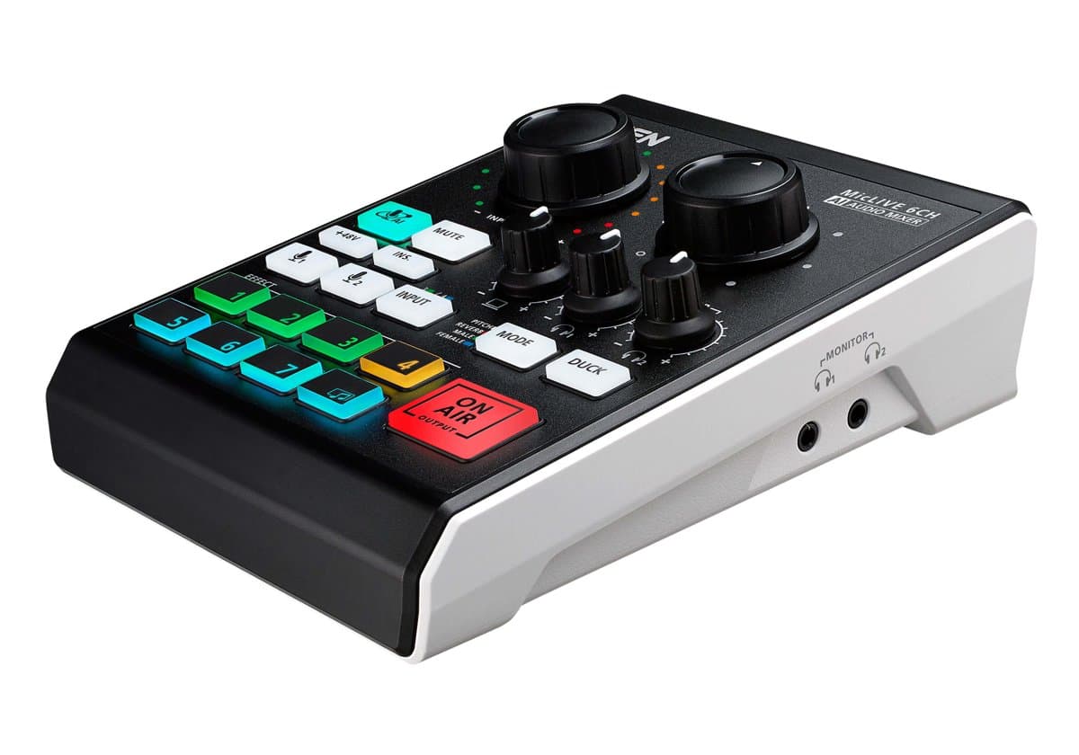 ATEN MicLIVE 6-Channel AI Audio Mixer, 24-Bit, 96 kHz, 3.5mm Headphone
