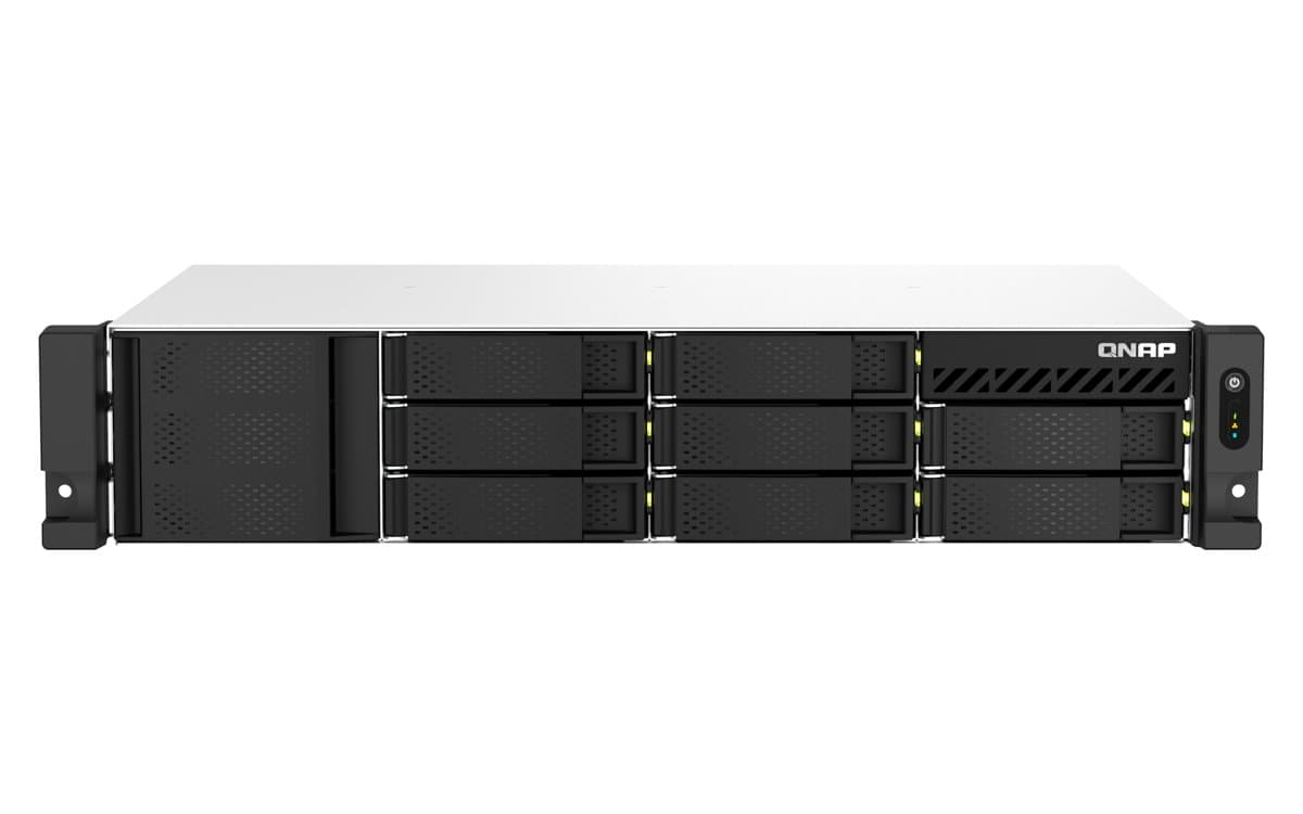 QNAP TS-873AeU-RP 2U Rackmount NAS, AMD Ryzen V1500B, 4C/8T 2.2 GHz, 4GB DDR4, Dual 2.5GbE