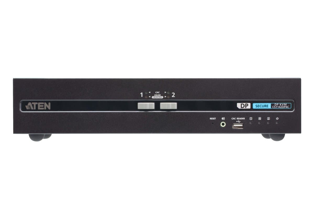 ATEN 2-Port USB DisplayPort Dual Display Secure KVM Switch, 4K 3840×2160, CAC Support, PSD PP v4.0