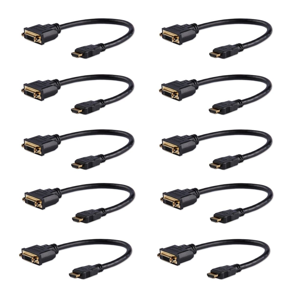 StarTech 10-Pack 8in HDMI To DVI Adapter HDMI To DVI-D Video Converter M/F