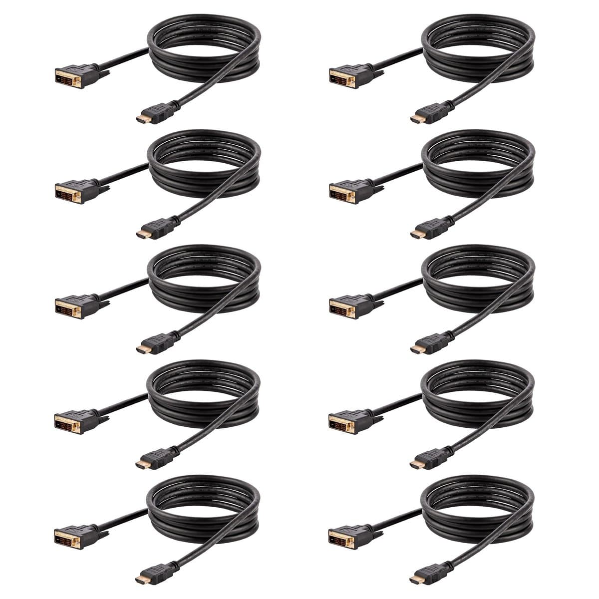 StarTech 10-Pack 6ft HDMI To DVI Cable Cord HDMI To DVI-D Video Converter M/M
