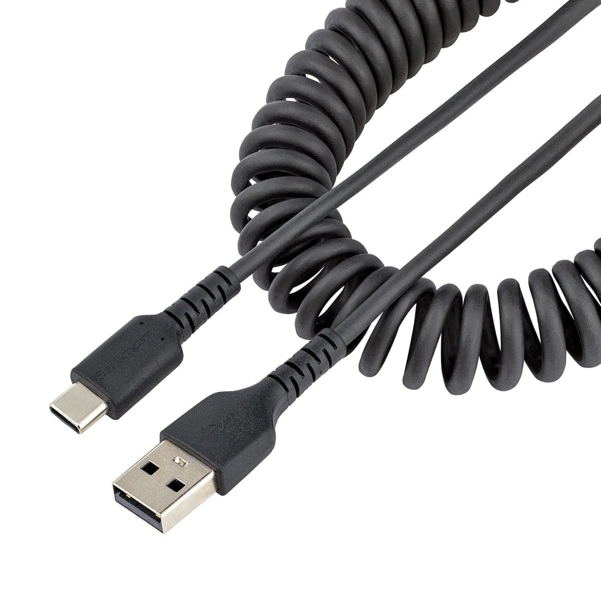 StarTech USB A to USB-C Cable, Coiled Heavy-Duty, 1m, Aramid Fiber