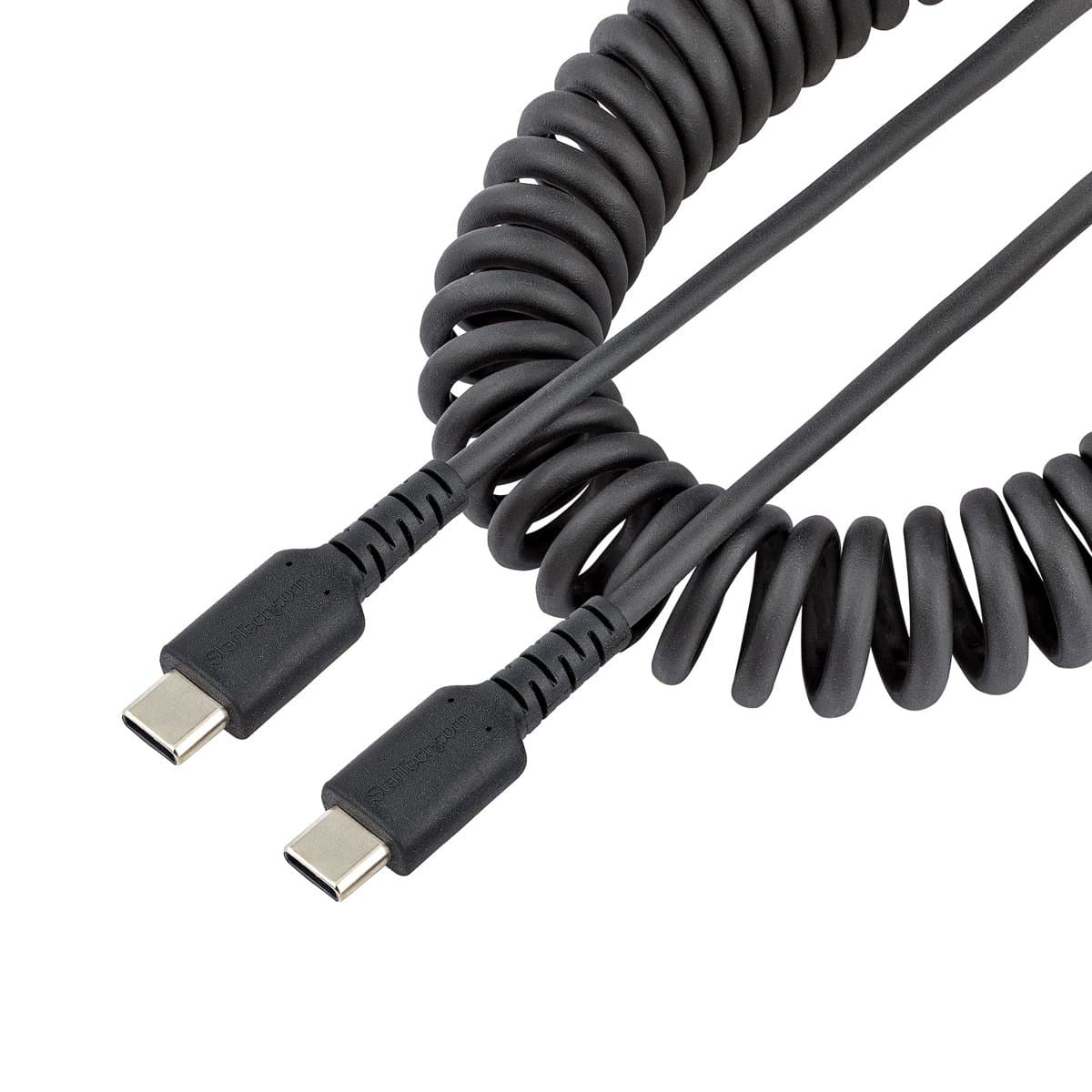 StarTech 3ft Coiled USB-A to USB-C Charging Cable, USB 2.0, Aramid Fiber, Black