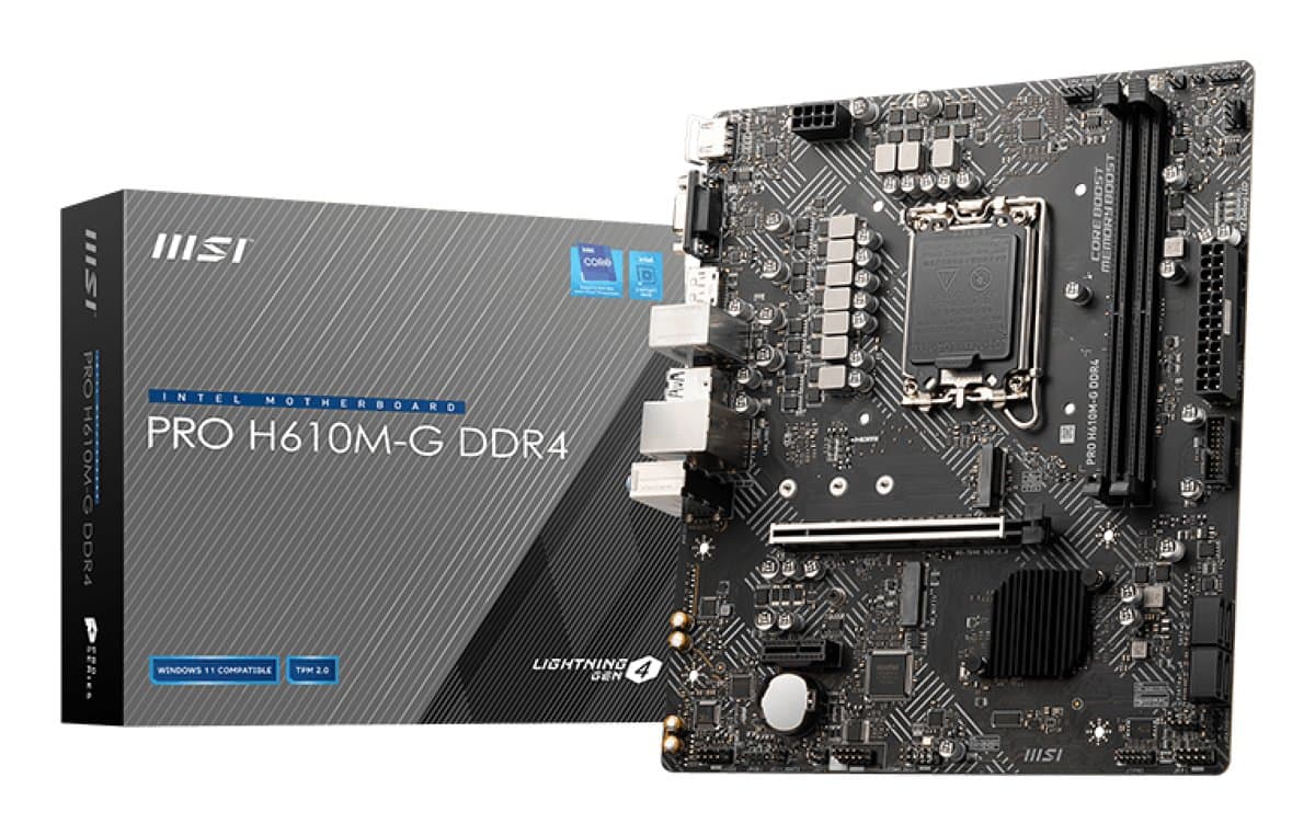 MSI PRO H610M-G DDR4, Intel LGA 1700, Micro-ATX, 64GB, PCIe 4.0