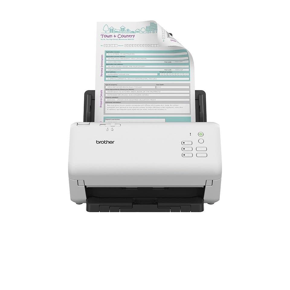 Brother ADS-4300N Desktop Scanner, 40 ppm, 600 × 600 DPI, 80-Sheet ADF