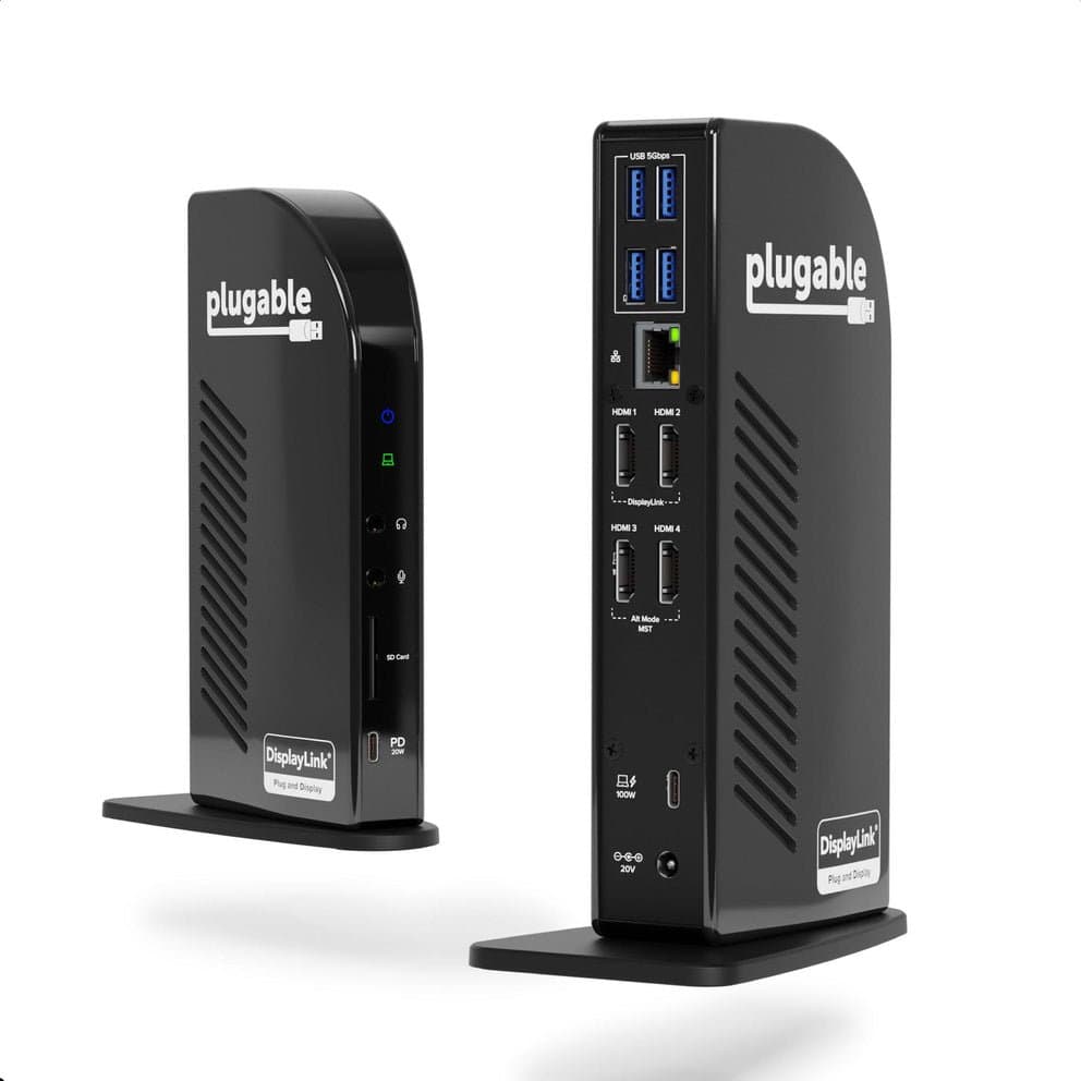 Plugable UD-3900C4, USB-C Quad HDMI Dock, 4x1080p 60Hz, 96W PD