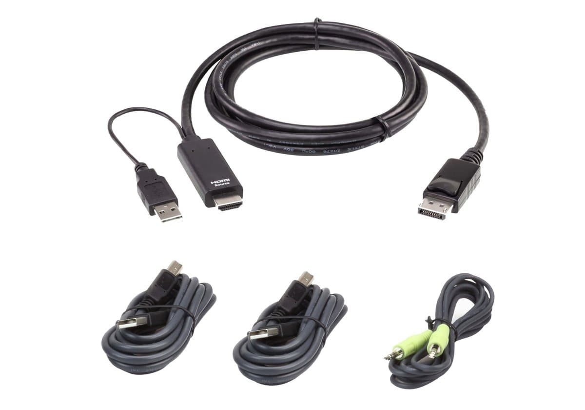 ATEN 1.8m Universal Secure KVM Cable Kit, HDMI to DisplayPort, USB