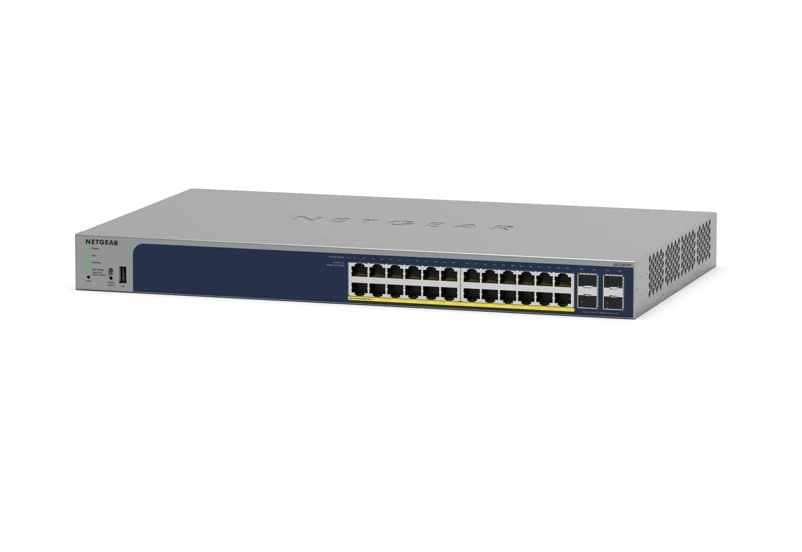 Netgear GS728TPP Managed Switch, 24 Gigabit + 4 SFP Ports, PoE+, 56 Gbps