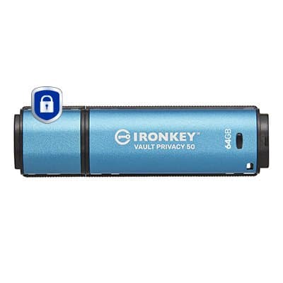Kingston IronKey Vault Privacy 50, USB Encrypted Drive, 64GB, AES-256