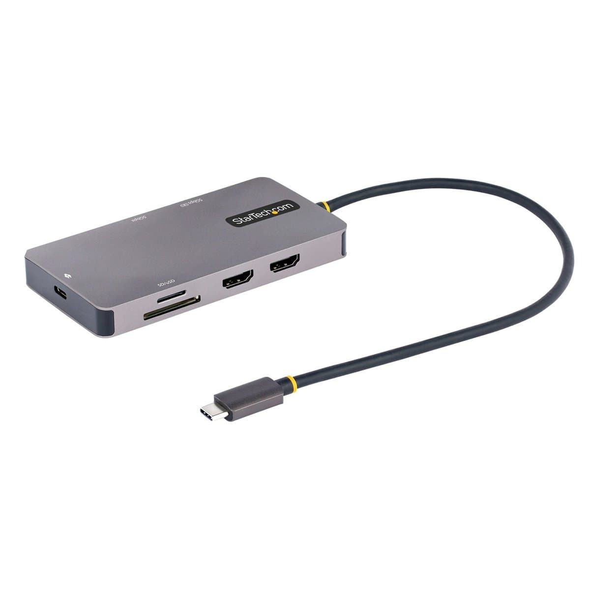 StarTech USB-C Multiport Adapter, Travel Dock, Dual HDMI 4K 60Hz, 100W Power Delivery, Gigabit Ethernet