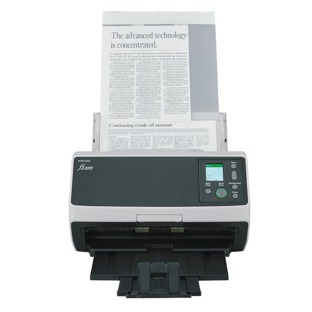 Ricoh fi-8190, 600×600 DPI, 90 ppm, ADF + Manual Feed, 100-Sheet Capacity