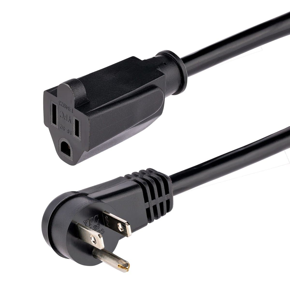 StarTech 6ft Right-Angle NEMA 5-15 Power Extension Cord, 13A 125V, 16AWG, UL