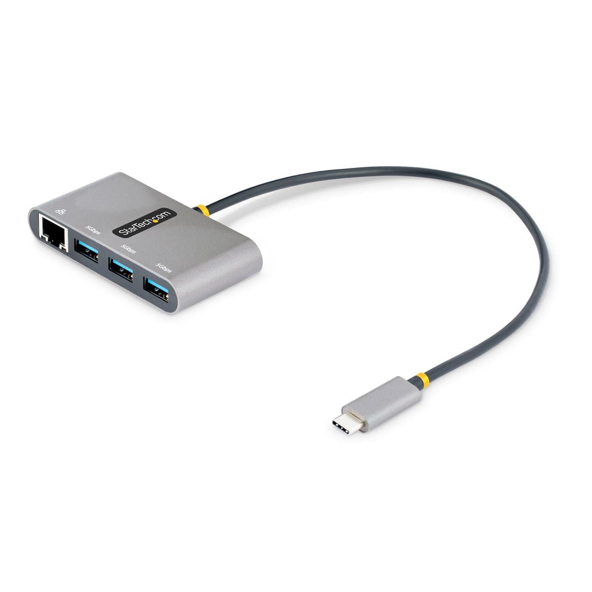 StarTech 3-Port USB-C Hub, Gigabit Ethernet, USB 3.0 5Gbps, 3x USB-A