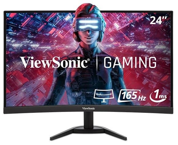 ViewSonic VX2418C, 24" 1080p Curved Gaming, 165Hz, 1ms Response, FreeSync
