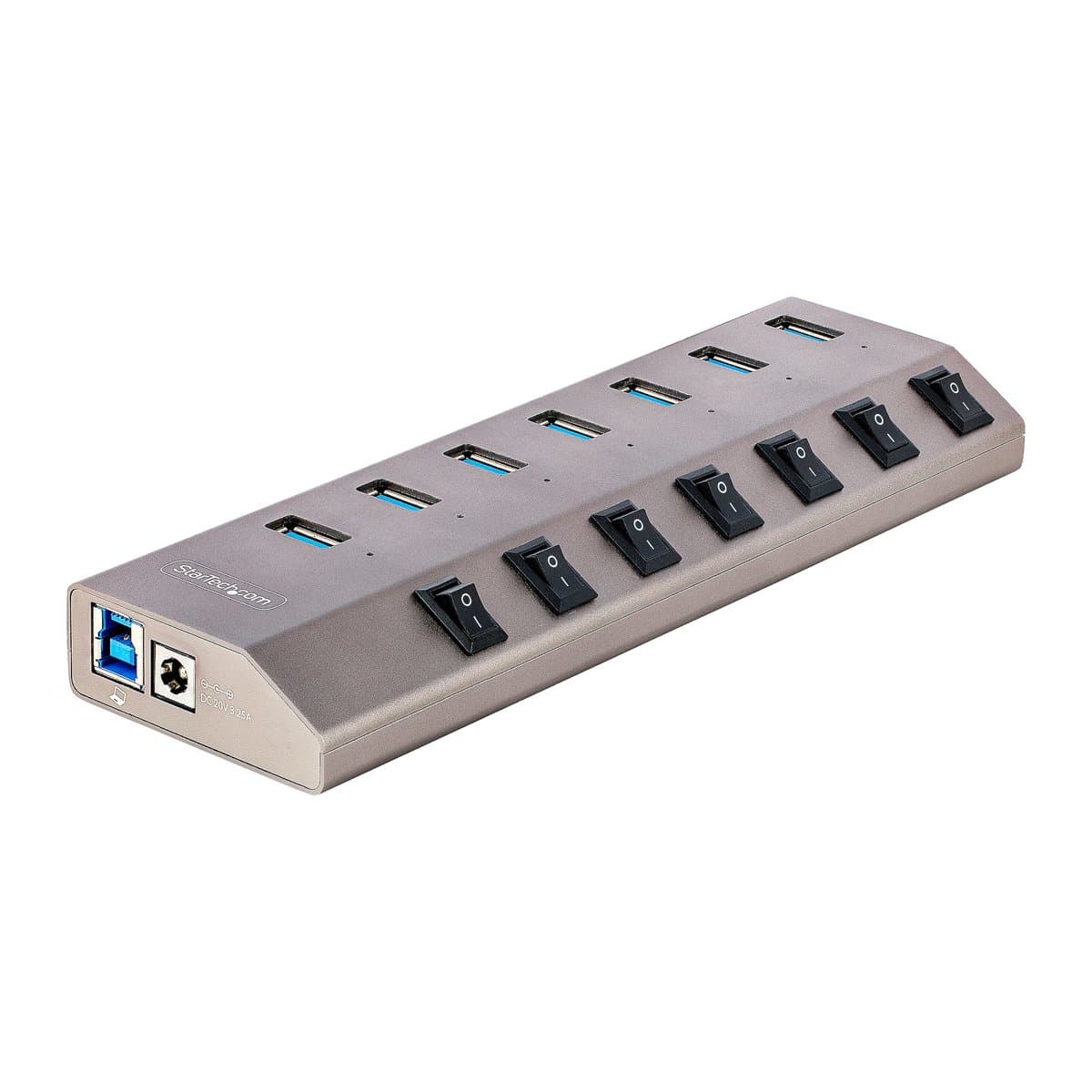 StarTech 7-Port USB-C/USB-A Hub, Self-Powered, USB 3.0, Per-Port Switches, 65 W Adapter, Grey
