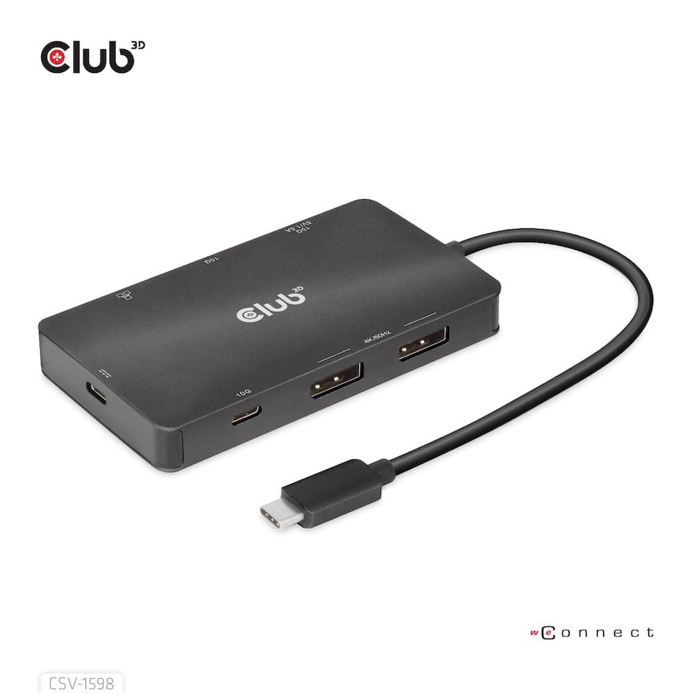 Club3D CSV-1598 USB-C Dual DisplayPort Hub, 4K 60Hz, USB 3.2 Gen 2, 100W