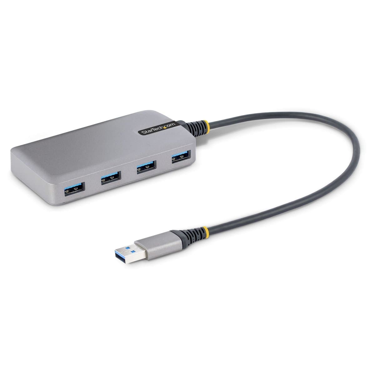 StarTech 4-Port USB-A Hub, USB 3.0, Bus-Powered, Aux Micro-USB Power, 1 ft Cable, Grey