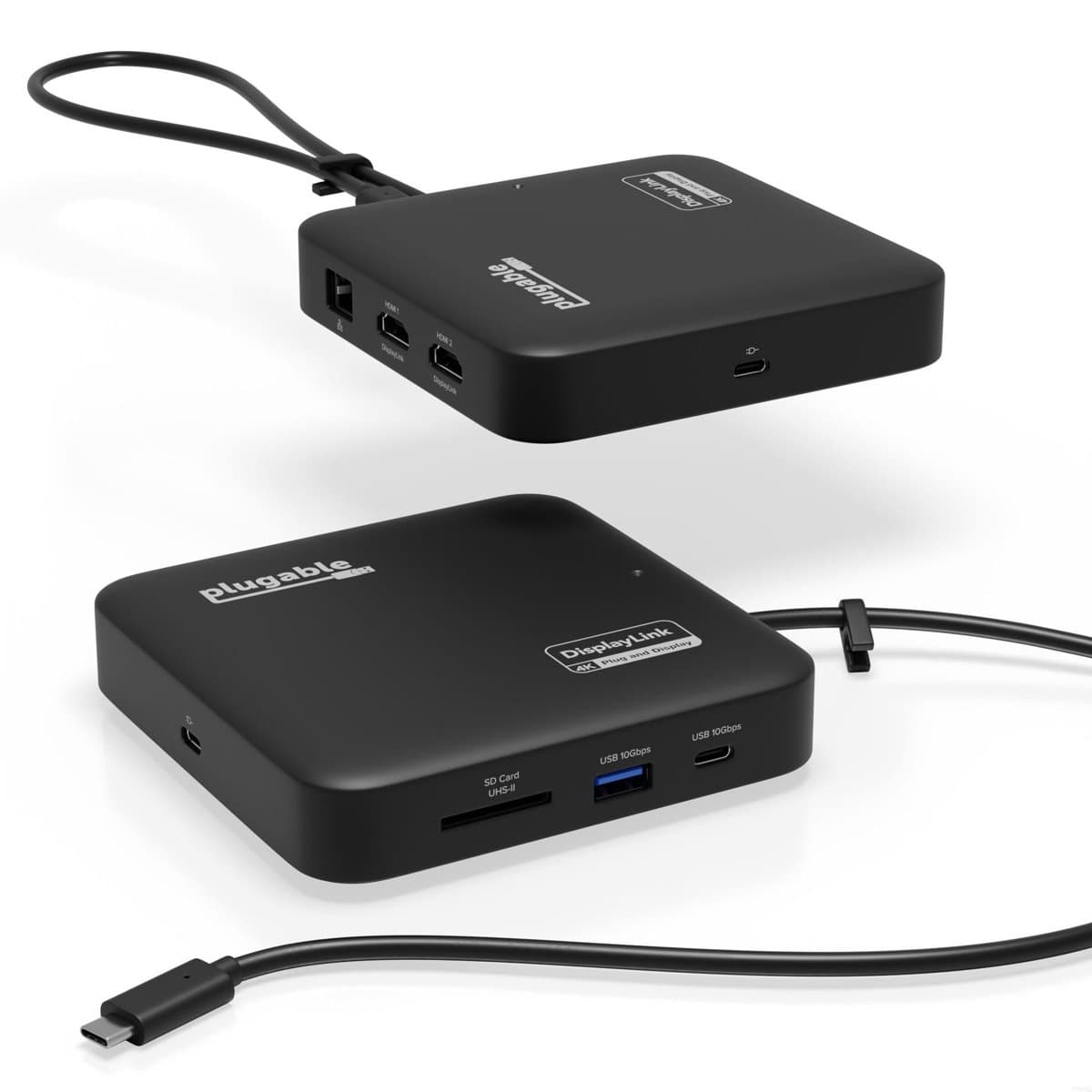 Plugable USB-C Dual HDMI Docking Station, 7-in-1, 100W PD, 10 Gbps