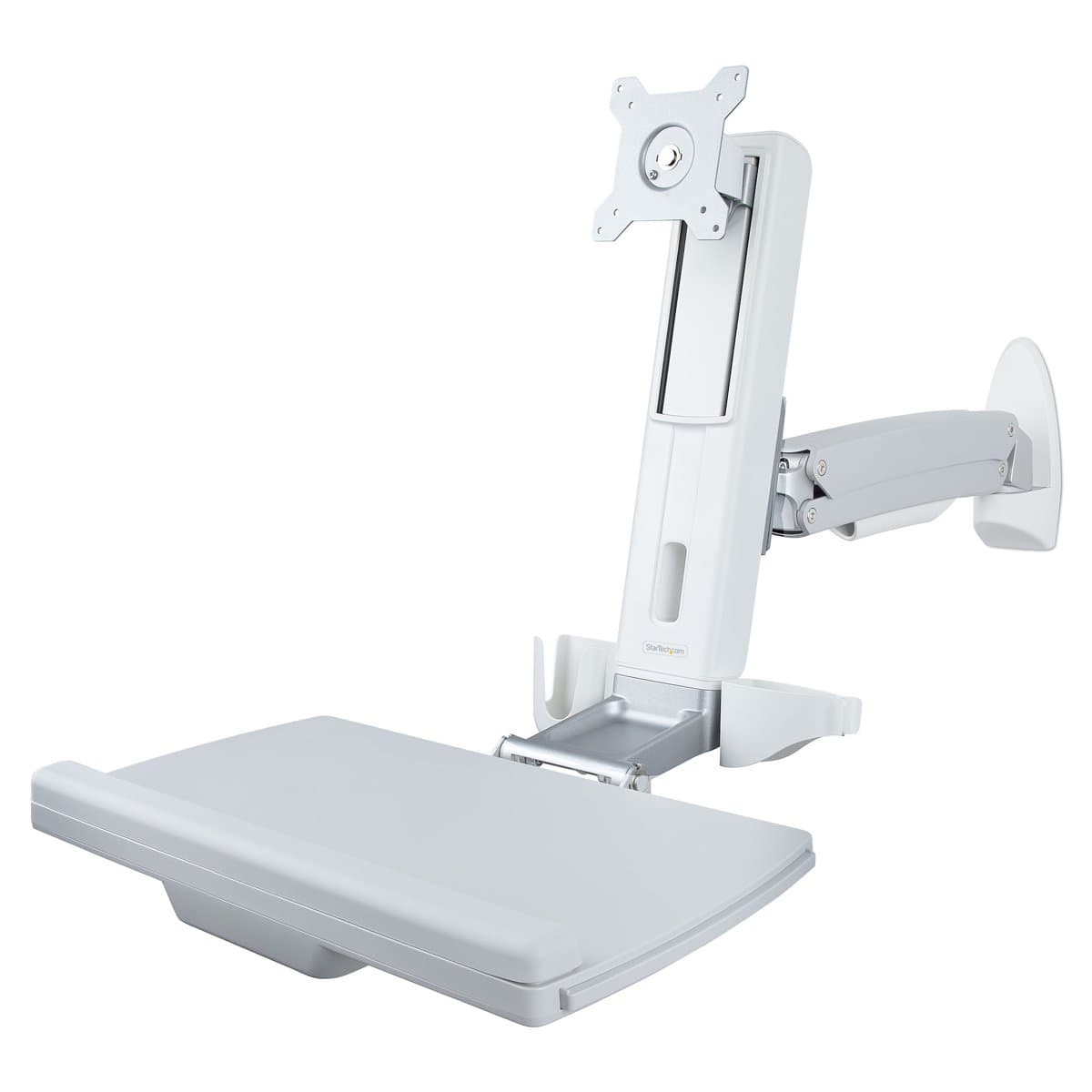 StarTech Wall Mount Workstation, 34" Sit-Stand Monitor Arm, Keyboard Tray, 360° Rotation