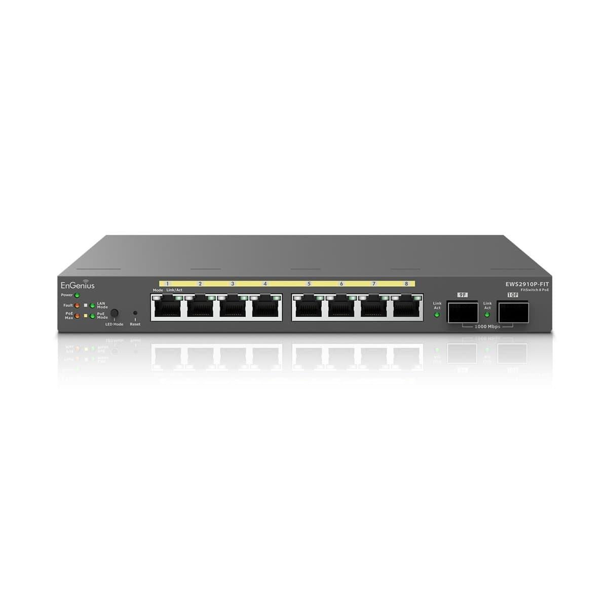 EnGenius Fit Managed Switch EWS2910P-FIT, 8-port GbE PoE, 55W, 2×SFP