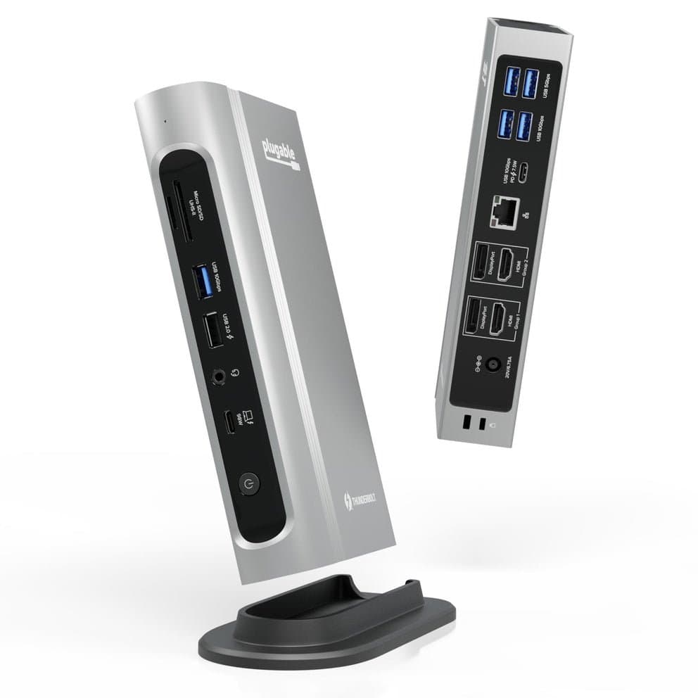 Plugable TBT4 Thunderbolt 4 Dock, 100W Charging, Dual 4K 60Hz, 2.5G Ethernet