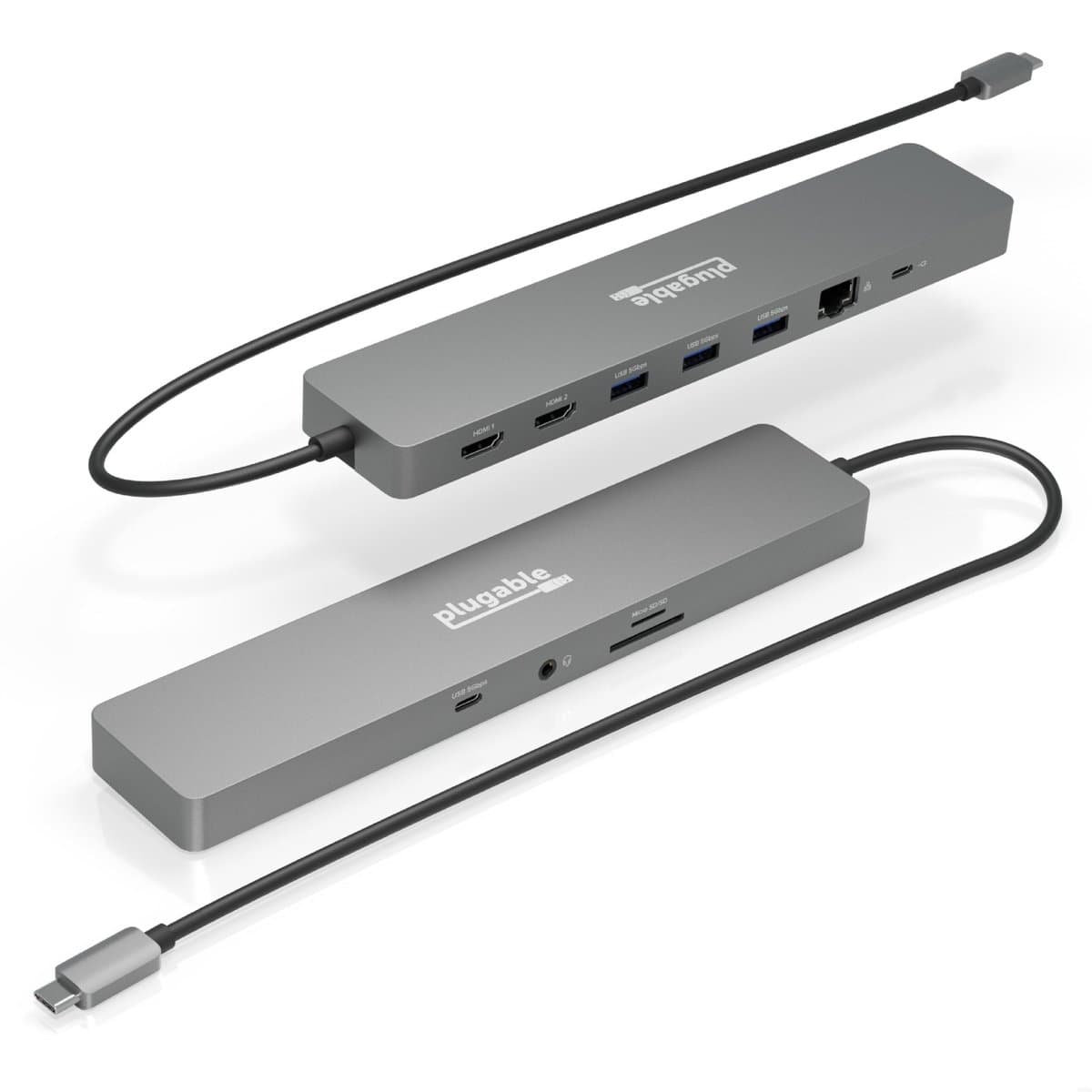 Plugable 11-in-1 USB-C Hub, Docking Station, 100W, 4K Dual Monitor