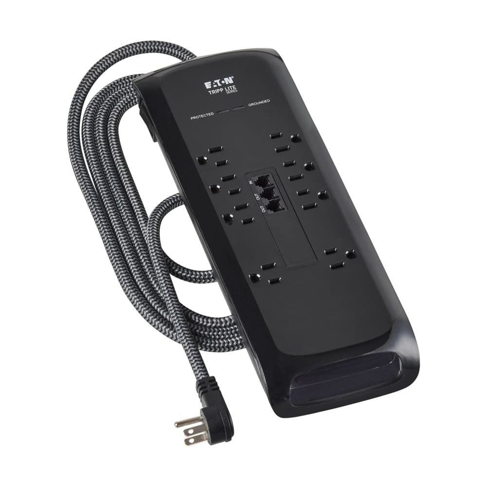 Eaton 8-Outlet Surge Protector, 2400J, 5-15R, Tel/Modem Protection, 8ft Braided Cord