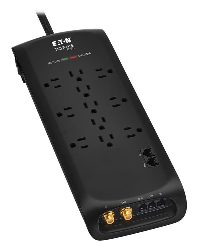 Eaton 11-Outlet Surge Protector, 4200J, 5-15R, Tel/Modem/Coax/Gigabit Ethernet, 8ft Cord