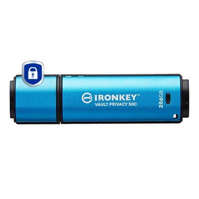 Kingston IronKey 256GB Vault Privacy 50C, USB-C, AES-256, FIPS 197, 230 MB/s
