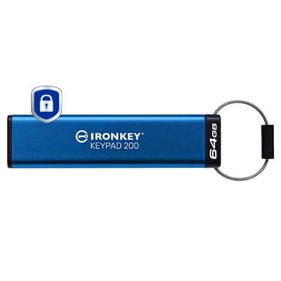 Kingston IronKey Keypad 200, 64GB, USB 3.2 Gen 1, FIPS 140-3 Level 3 AES-256