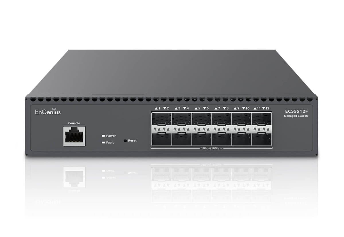 EnGenius ECS5512F Cloud Managed Switch, 12×10G SFP+ L2+, 240 Gbit/s, 1U Rack