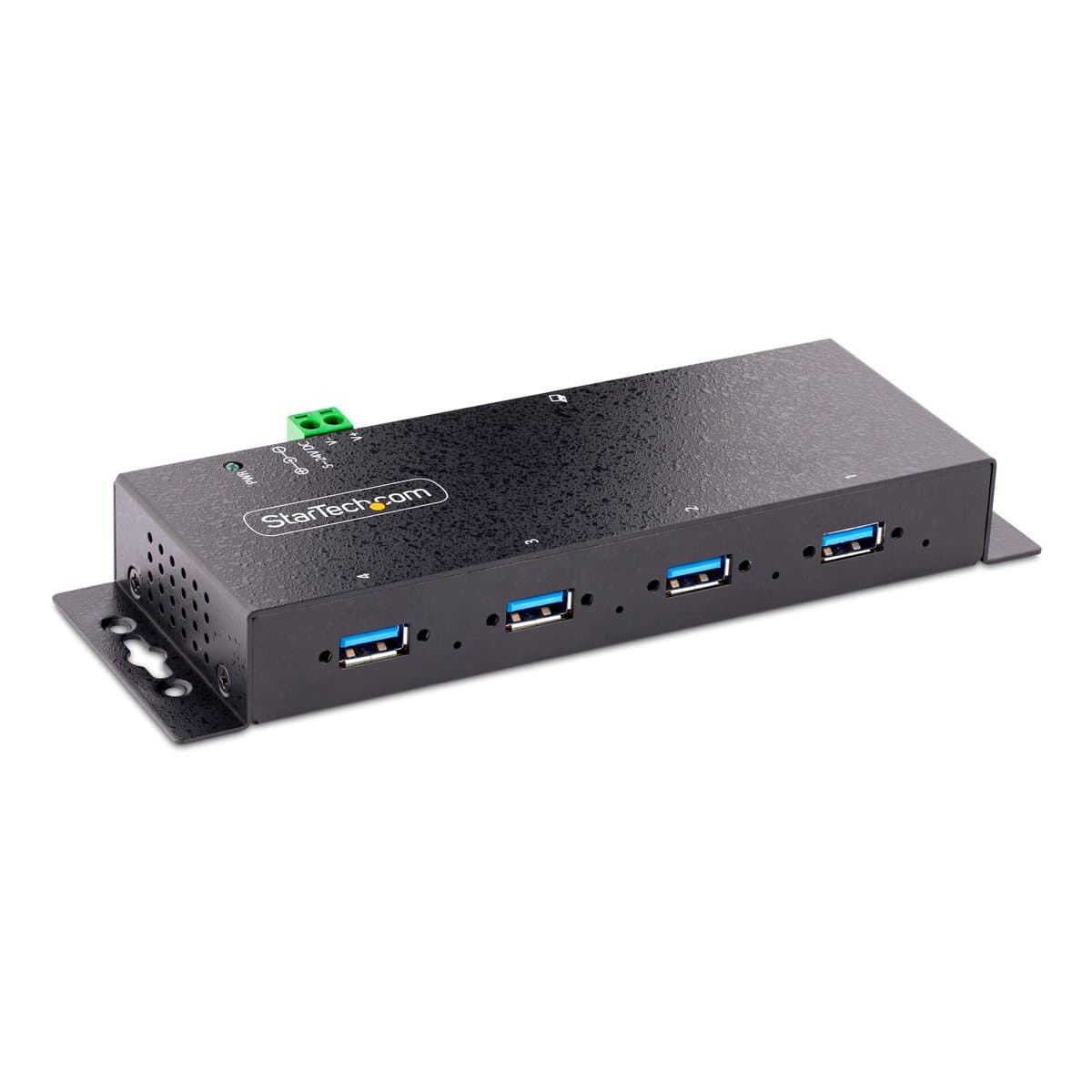 StarTech 4-Port Industrial USB Hub, Rugged Design, 5 Gbps, ESD Protection, Locking Ports