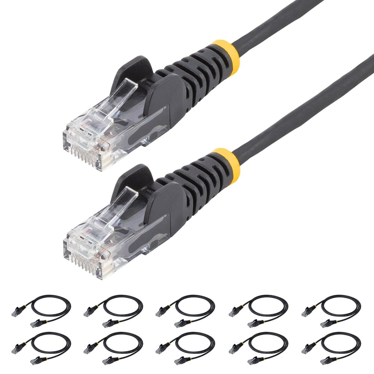 StarTech.com Slim CAT6 Cable 10 Pack Black Slim Snagless RJ45 UTP Patch Cable