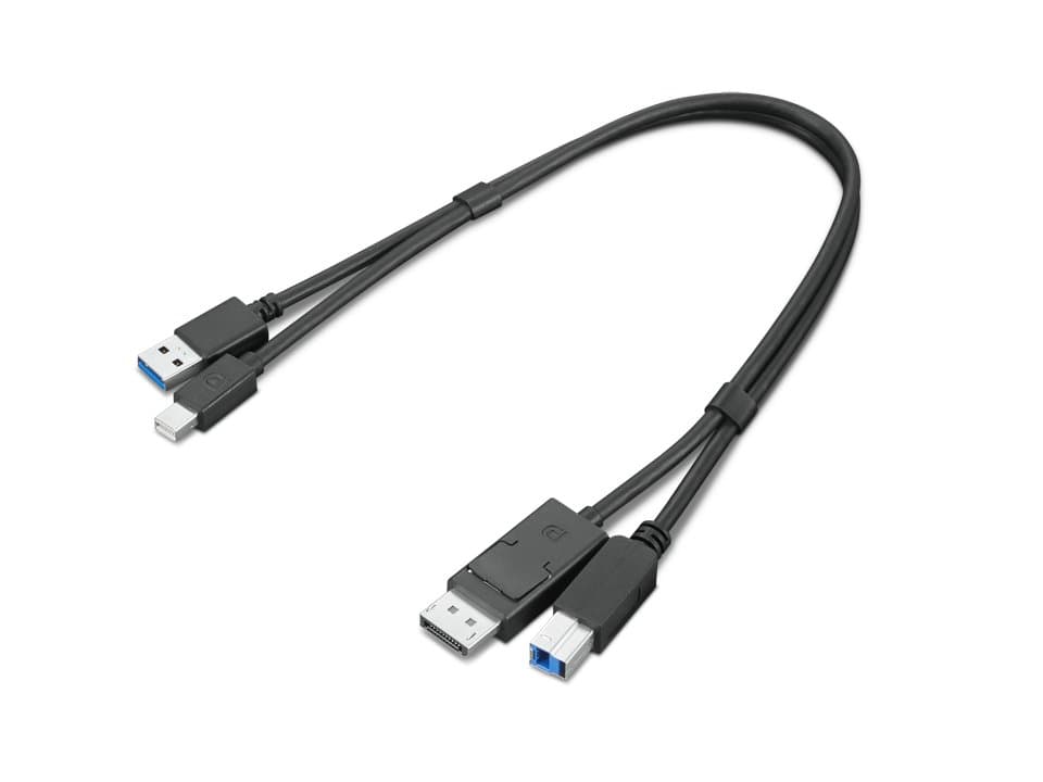 Lenovo ThinkStation mDP + USB-A to DP + USB-B Dual Cable, 0.43m, USB 3.2 Gen 1, Black
