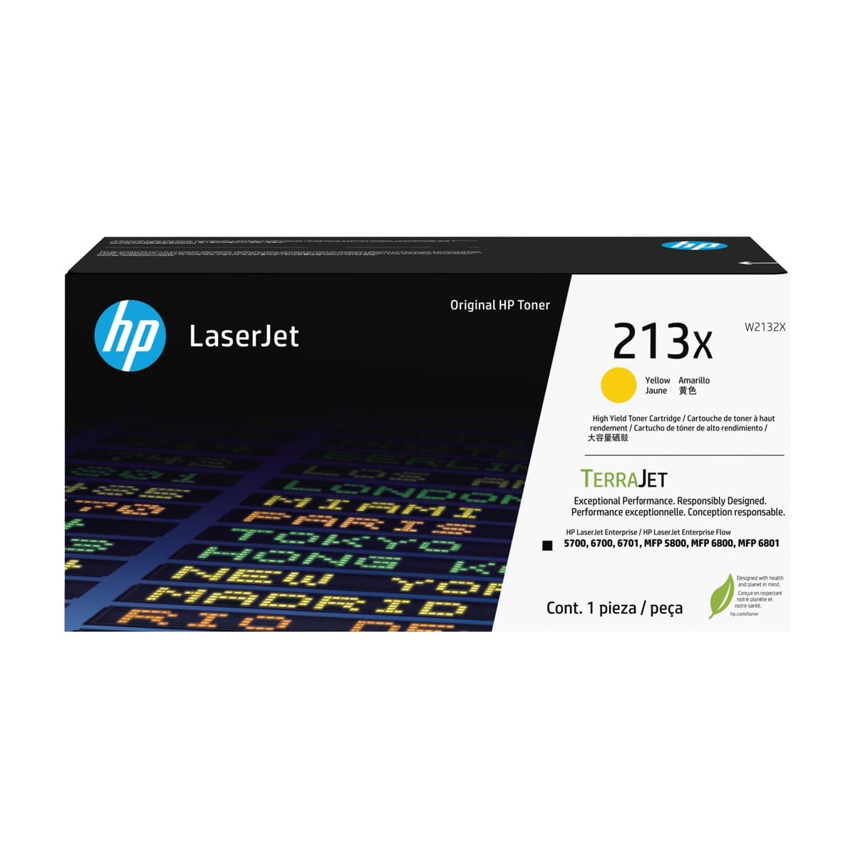 HP 213X High Yield Yellow LaserJet Toner Cartridge, 6000 Pages