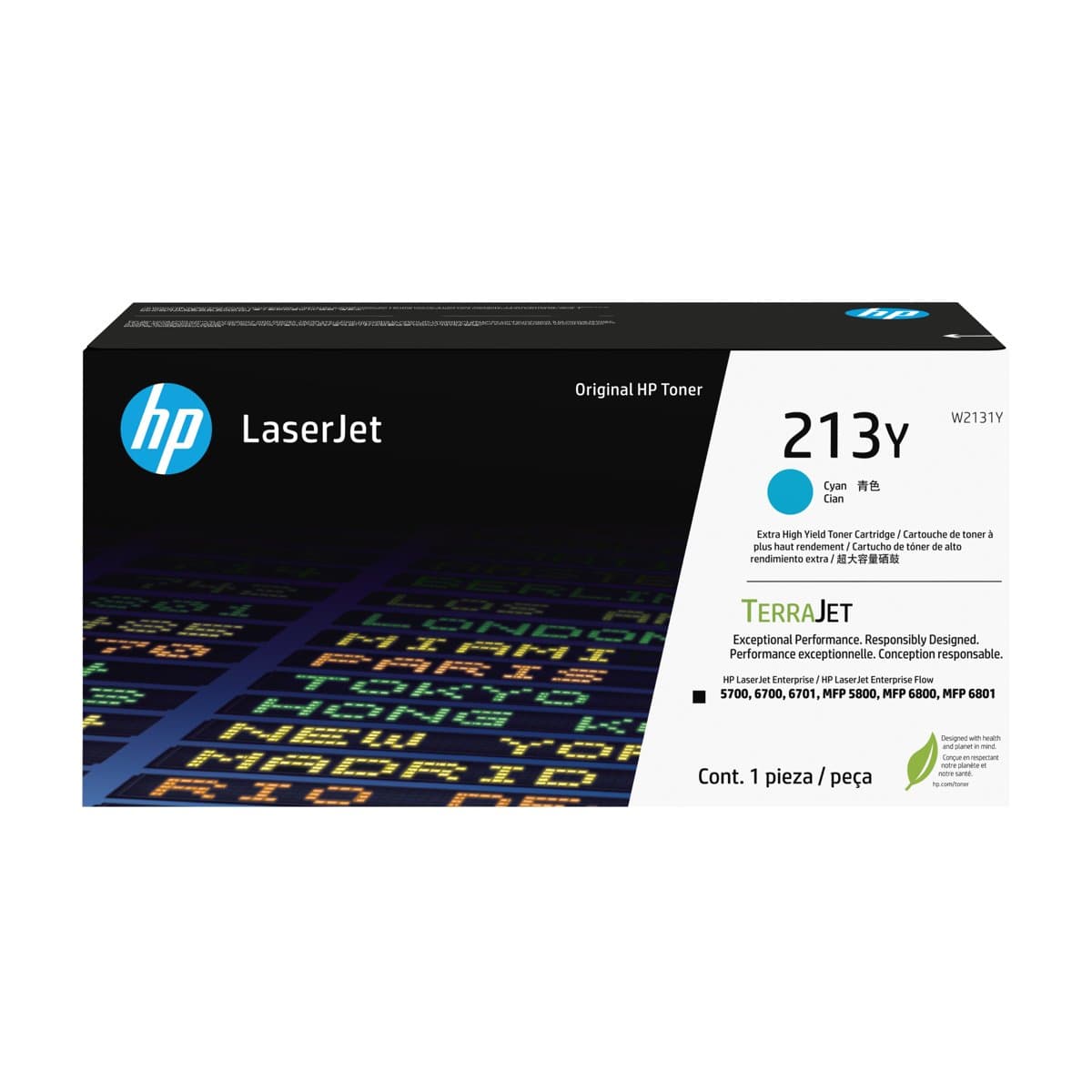 HP 213Y Cyan Extra High Yield LaserJet Toner, 12000 Pages, TerraJet, Eco-Friendly