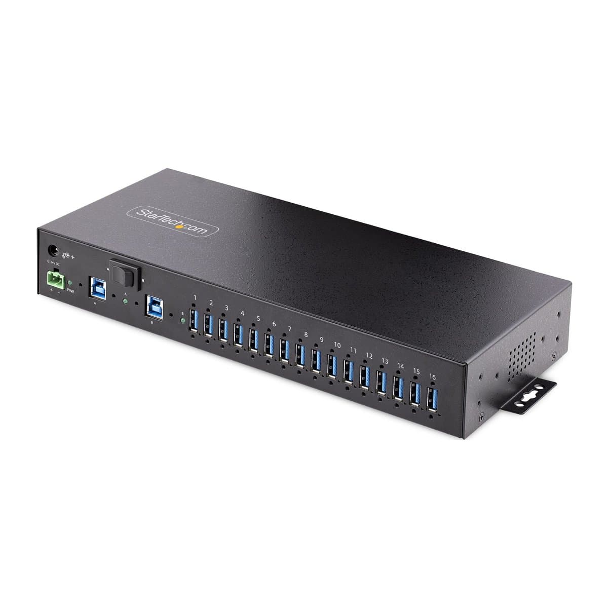 StarTech Industrial 16-Port USB 3.0 Hub, 5Gbps, 120W Charging, DIN-Rail