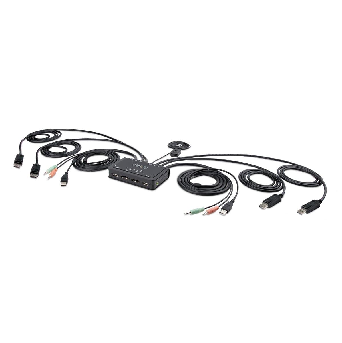 StarTech 2-Port Dual-Monitor DisplayPort KVM Switch, 4K 60Hz, 1.5m Cables, Bus Powered