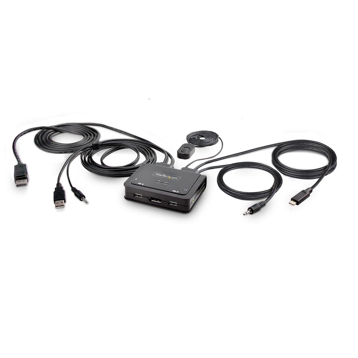 StarTech 2-Port Compact KVM Switch, 4K 60Hz, USB-C/DisplayPort, Bus Powered
