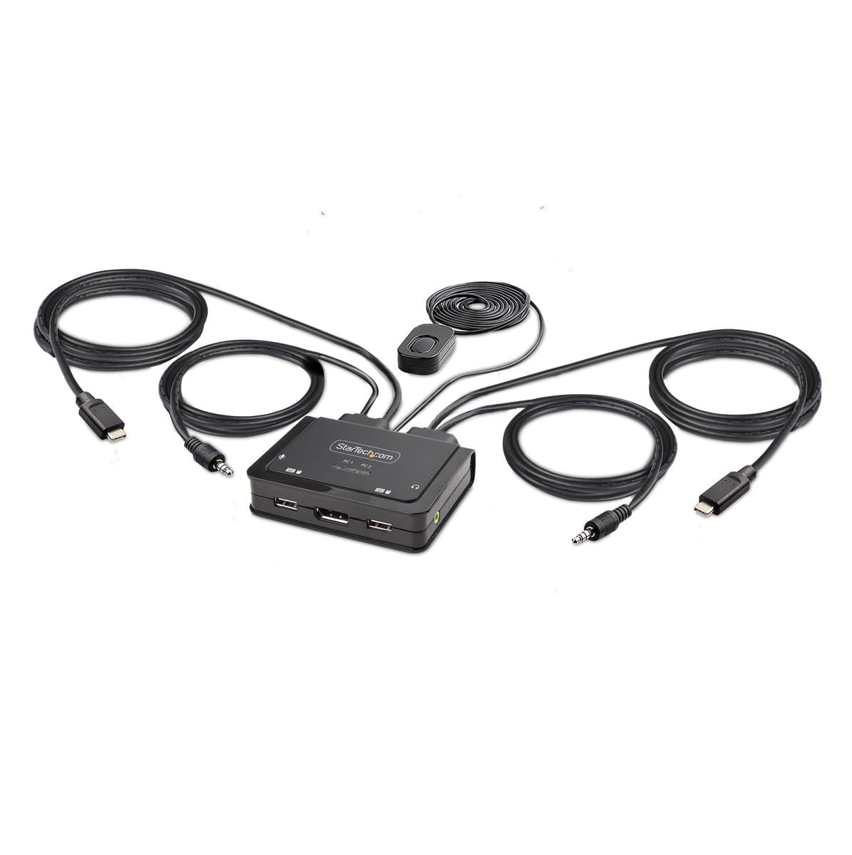 StarTech 2-Port USB-C KVM Switch, 4K 60Hz, DisplayPort, Bus Powered