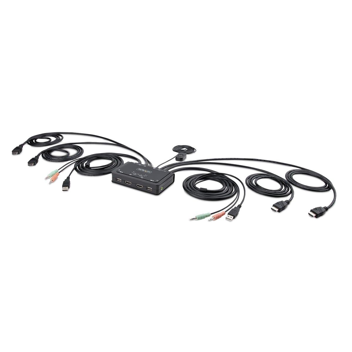 StarTech 2-Port Dual-Monitor 4K KVM Switch, 4096×2160 60Hz, Remote Hotkey Switching
