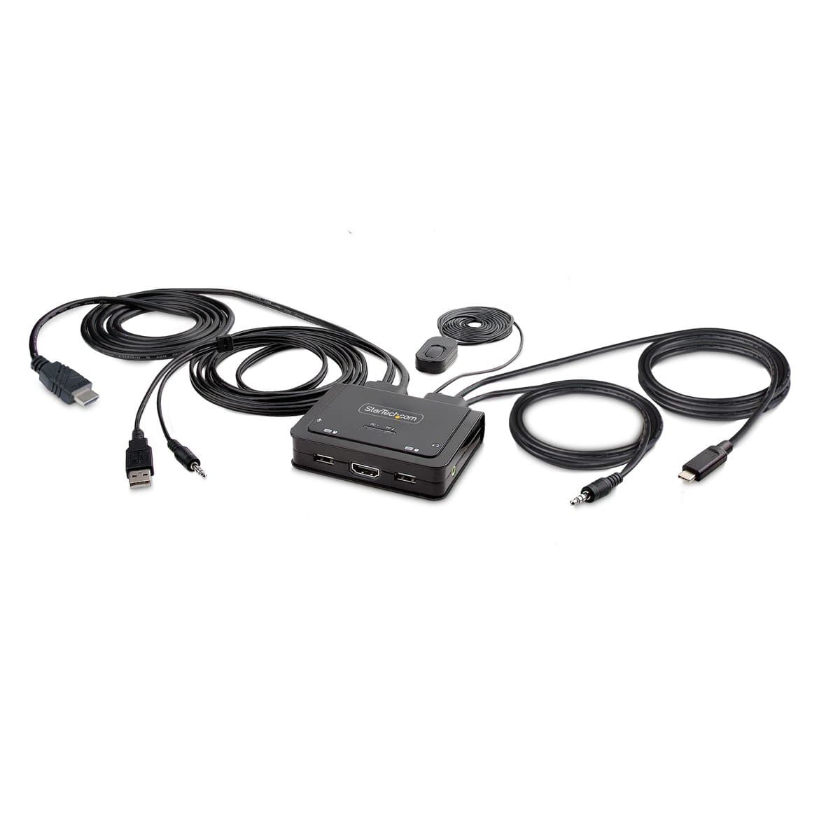StarTech 2-Port Hybrid KVM Switch, 4K 60Hz, USB-A/USB-C, Bus Powered