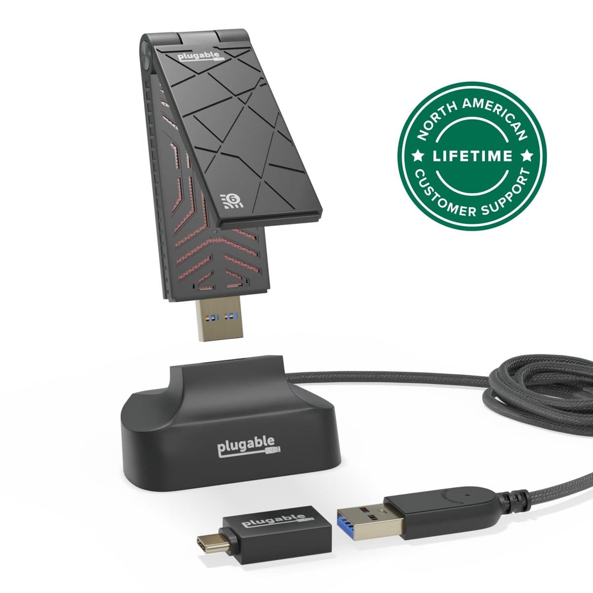 Plugable USB 3 Wi-Fi 6 Adapter USB 3.0 Wi-Fi 6 Wireless Adapter