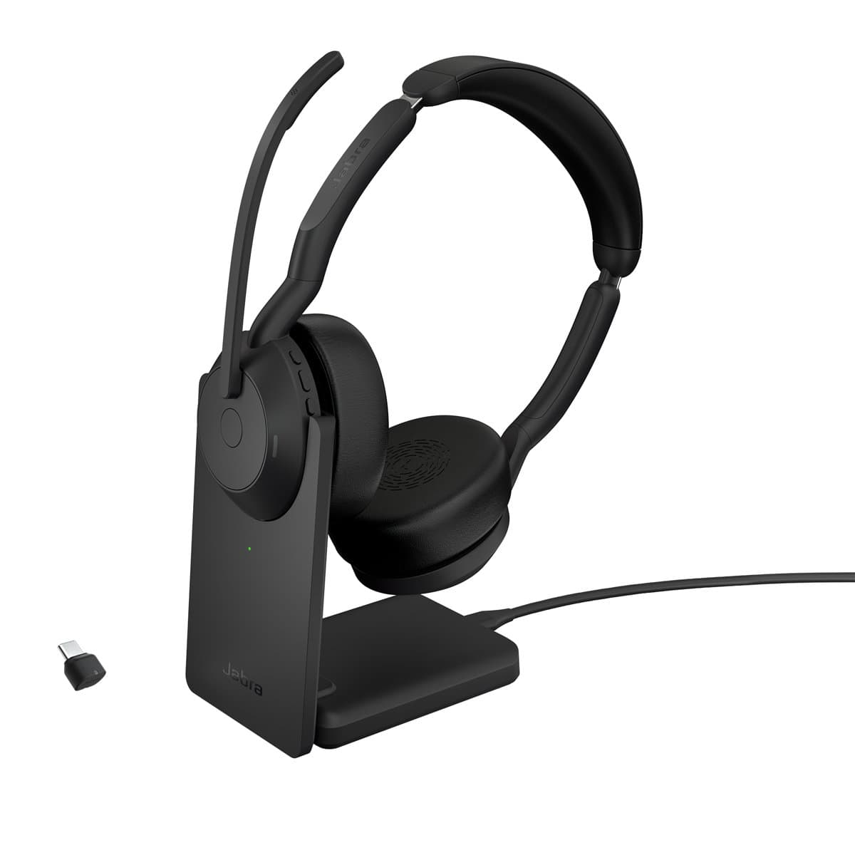 Jabra Evolve2 55 Link380c Wireless Stereo Headset, Active Noise Cancellation, 28mm Speakers, 130g