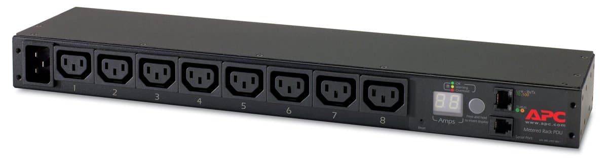 APC Rack PDU Metered 1U, 8 AC C13 Outlets, 20A, 200–230V, 50–60 Hz