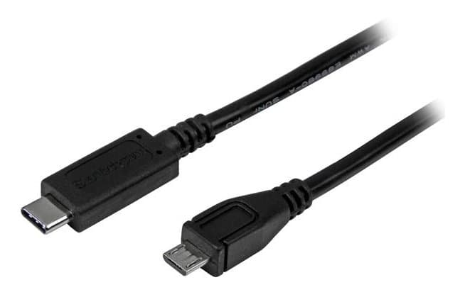 StarTech 3.3 ft USB-C to Micro-B Cable, USB 2.0, 480 Mbps, Black