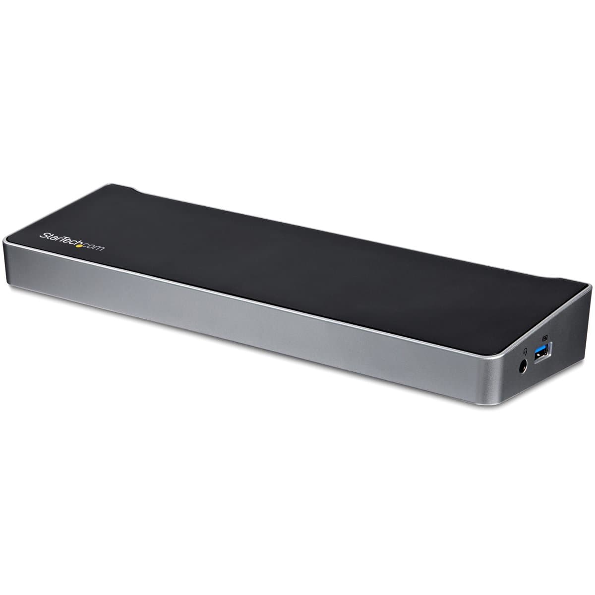 StarTech USB-C Triple 4K Dock, 2× DP + 1× HDMI, 60 W PD, 5× USB, GbE, TAA, Black/Silver